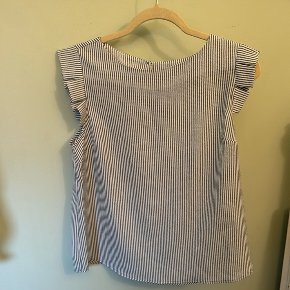 Monteau Blue and White Striped Top